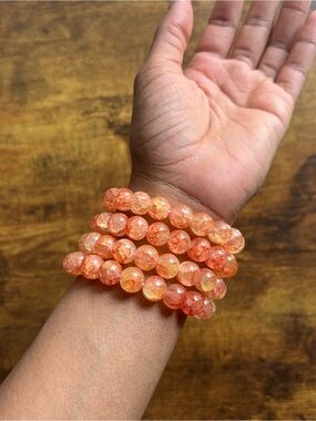 4pcs Peachy Handmade Glass Beaded Stretch Bracelets